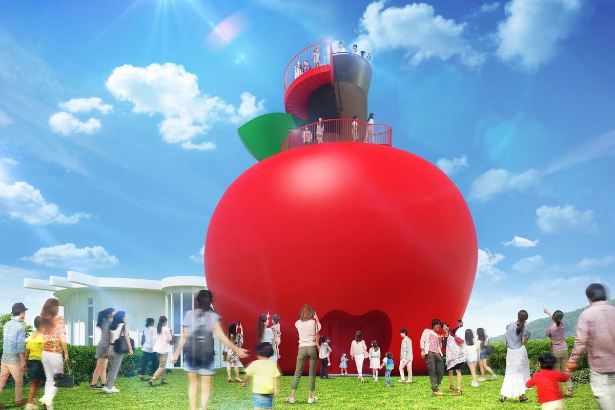 淡路島に巨大リンゴのドーム型展望台！ハローキティアップルハウス、中はシアターに